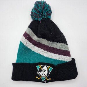 Anaheim Ducks Wild Wingers Kids Club Pom Beanie Striped Winter Hat One Size